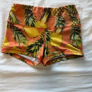 FLEO Tropical Pineapple Print Women's Athletic Shorts